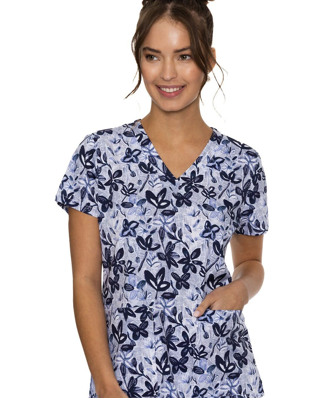 FILIPINA STYLE 8564 COLOR NPDA TALLA S  ESTAMPADO FLORES AZULES