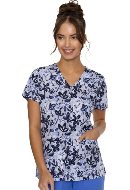 Filipina para Mujer Med Couture Estampado Flores Azules Talla S – Cat. 8564