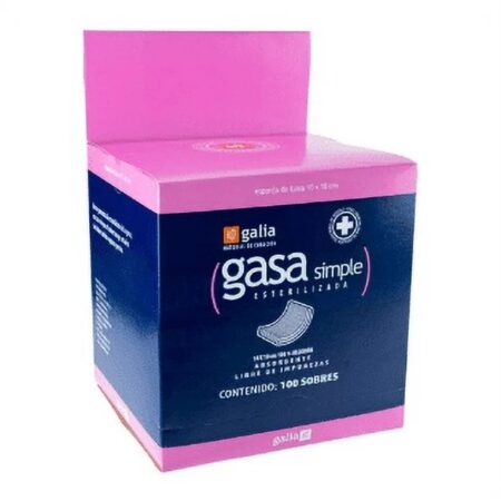 Gasa Simple Estéril Galia 10 x 10 cm, Caja con 100 Piezas