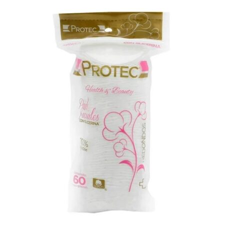 Pads Faciales de Algodón con Glicerina Protec, 60 Piezas