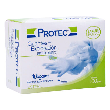 Guantes de Exploración de Látex Estériles Protec, Caja con 100 Piezas
