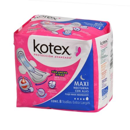 Toalla Femenina Nocturna Extra Larga Kotex, 10 Piezas