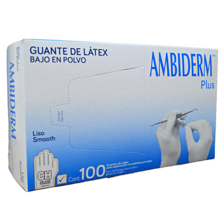 Guantes de Látex No Estériles Ambiderm, Caja con 100 Piezas