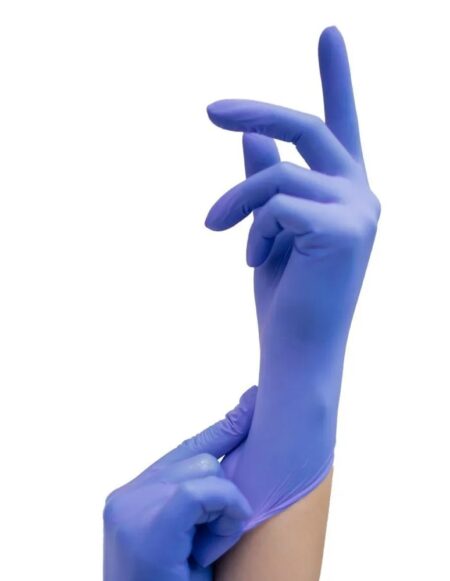 Guantes de Examen de Nitrilo UniSeal Lila Talla M, Caja con 100 Piezas