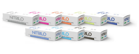 Guantes de Examen de Nitrilo UniSeal Lila Talla M, Caja con 100 Piezas