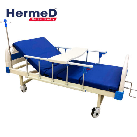 Cama Hospitalaria Manual de Lujo Hermed con Mesa y Porta Suero