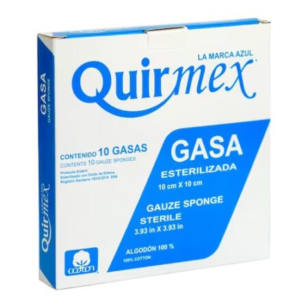 Gasa Estéril Quirmex 10 cm, 10 Piezas