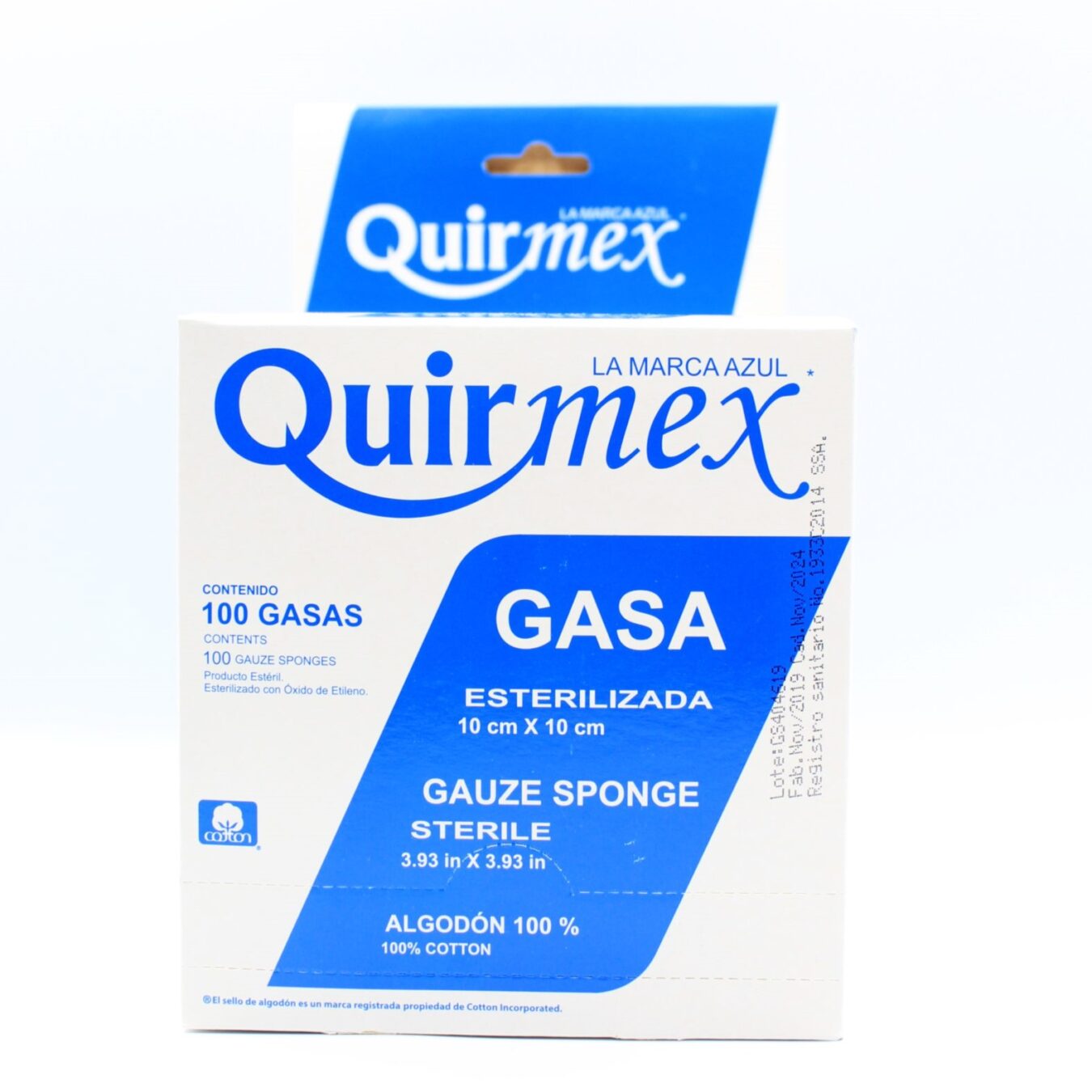 GASA ESTERIL 10 CM X 10 CM PAQ. CON 100 PIEZAS AZUL