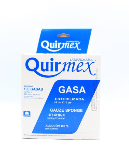 Gasa Estéril Quirmex Azul 10 x 10 cm, 100 Piezas