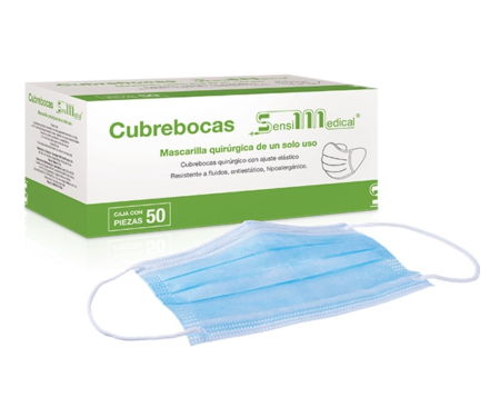 Cubrebocas Quirúrgico Tricapa Sensimedical, 50 Piezas