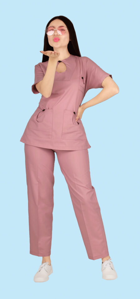 Pijama Quirúrgica para Mujer Amber Palo de Rosa Talla M – Cat. 10419