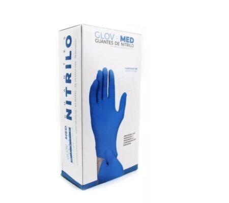 Guantes de Nitrilo Glov Med Azul No Estériles, Caja con 100 Piezas