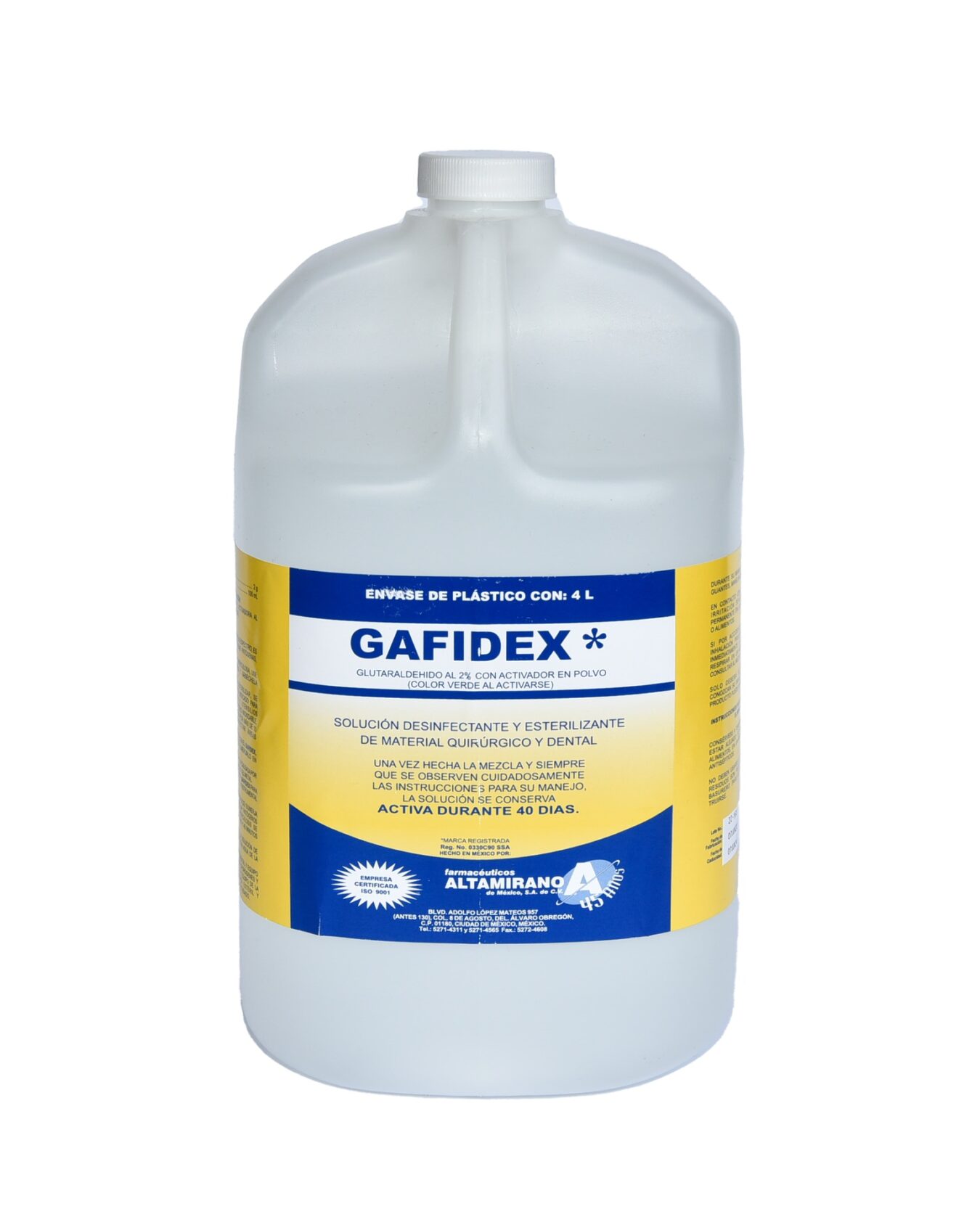 GAFIDEX 4L GLUTARALDHEIDO AL 2% CON ACTIVADOR EN POLVO