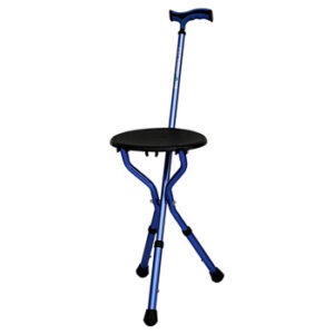 BASTON TRIPIE CON ASIENTO ALTURA GRADUABLE AZUL