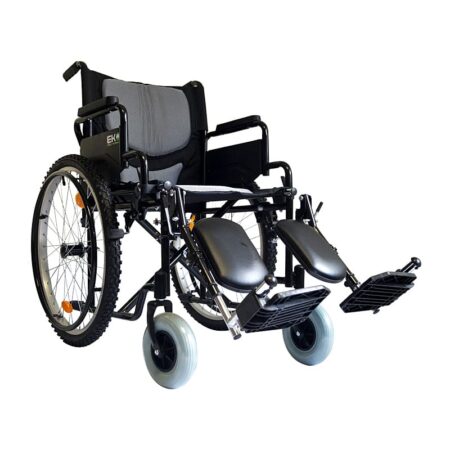 Silla de Ruedas Todo Terreno Eko Mobility 19″ de Aluminio, Abatible con Elevapiernas, Negra/Gris