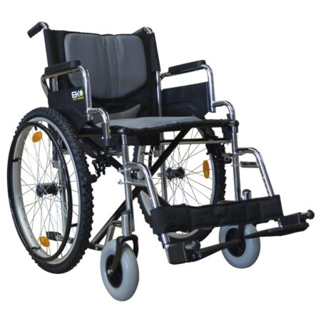 Silla de Ruedas Todo Terreno Eko Mobility 20″ de Aluminio Cromada, Descansabrazos Abatibles y Removibles