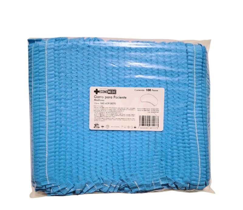 GORRO PACIENTE Y ENFERMERA AZUL CON 100 PIEZAS