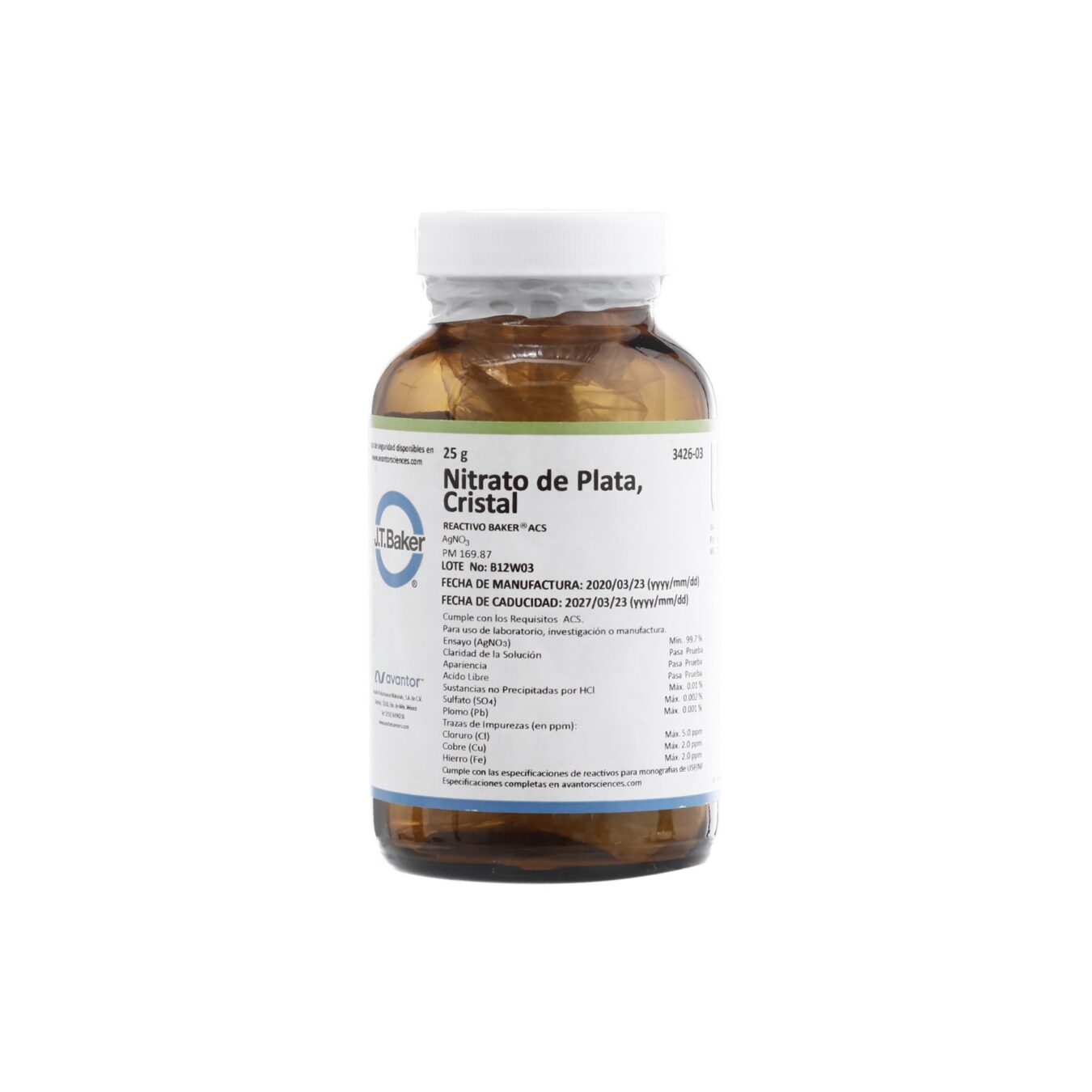 CRISTAL DE NITRATO DE PLATA 25 G