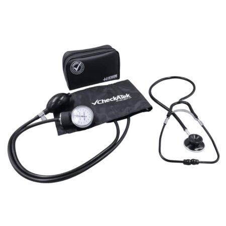 Kit Baumanómetro Aneroide y Estetoscopio Doble Checkatek Negro – Cat. B1-4D