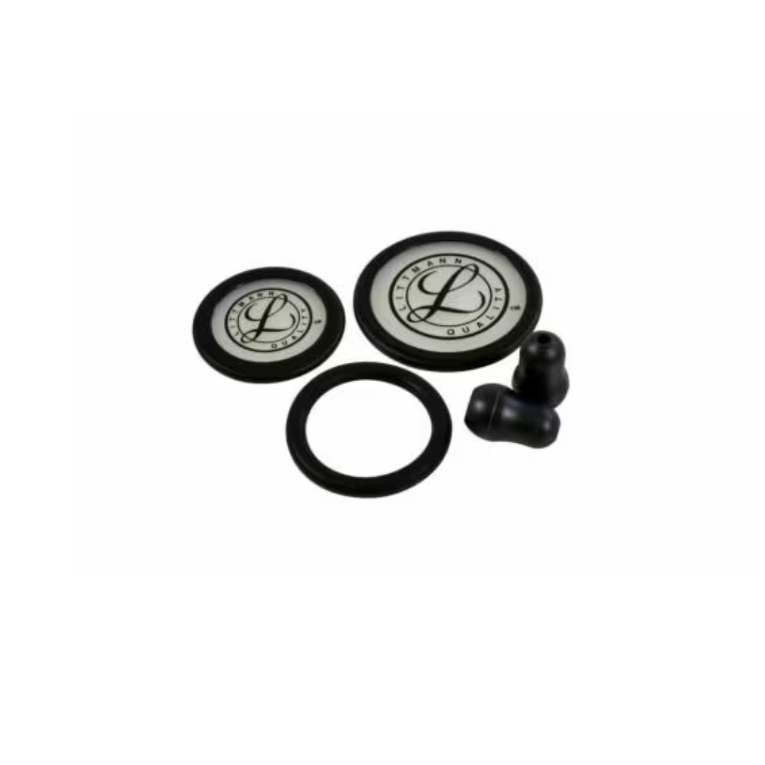 KIT REFACIONES LITTMANN CLASSIC III – CARDIOLOGY IV DIAFRAGMA / ANILLO ENSAMBLADO PARA ADULTO Y PEDIATRICO 1 PAR DE OLIVAS NEGRO 40016