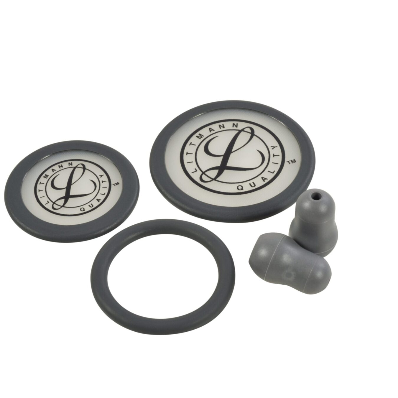 KIT REFACIONES LITTMANN CLASSIC III Y CARDIOLOGY IV DIAFRAGMA/ANILLO ENSAMBLADO PARA ADULTO Y PEDIATRICO 1 PAR DE OLIVAS GRIS 40017