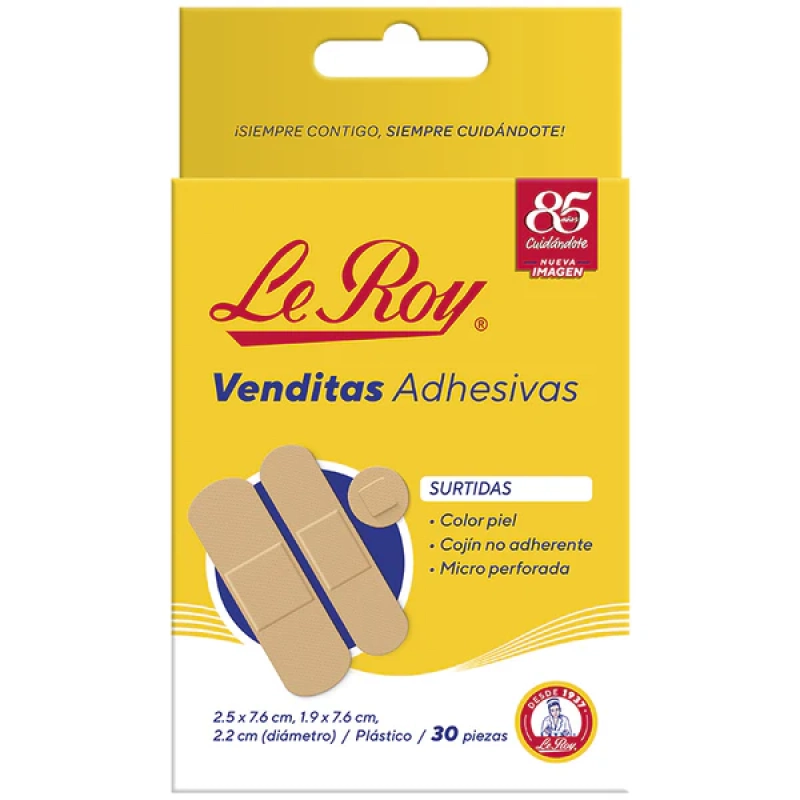 VENDITAS ADHESIVAS SURTIDAS COLOR PIEL CON 30 PZAS