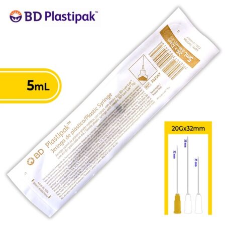 Jeringa BD 5 ml con Aguja 20G x 32 mm