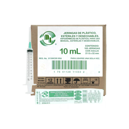 Jeringas DL 10 ml con Aguja 21G x 32 mm, Caja con 100
