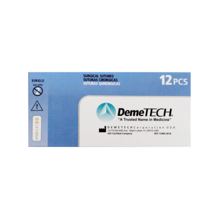 Sutura de Polipropileno Demetech 4-0 Aguja 19 mm 3/8 Círculo 45 cm, Caja con 12