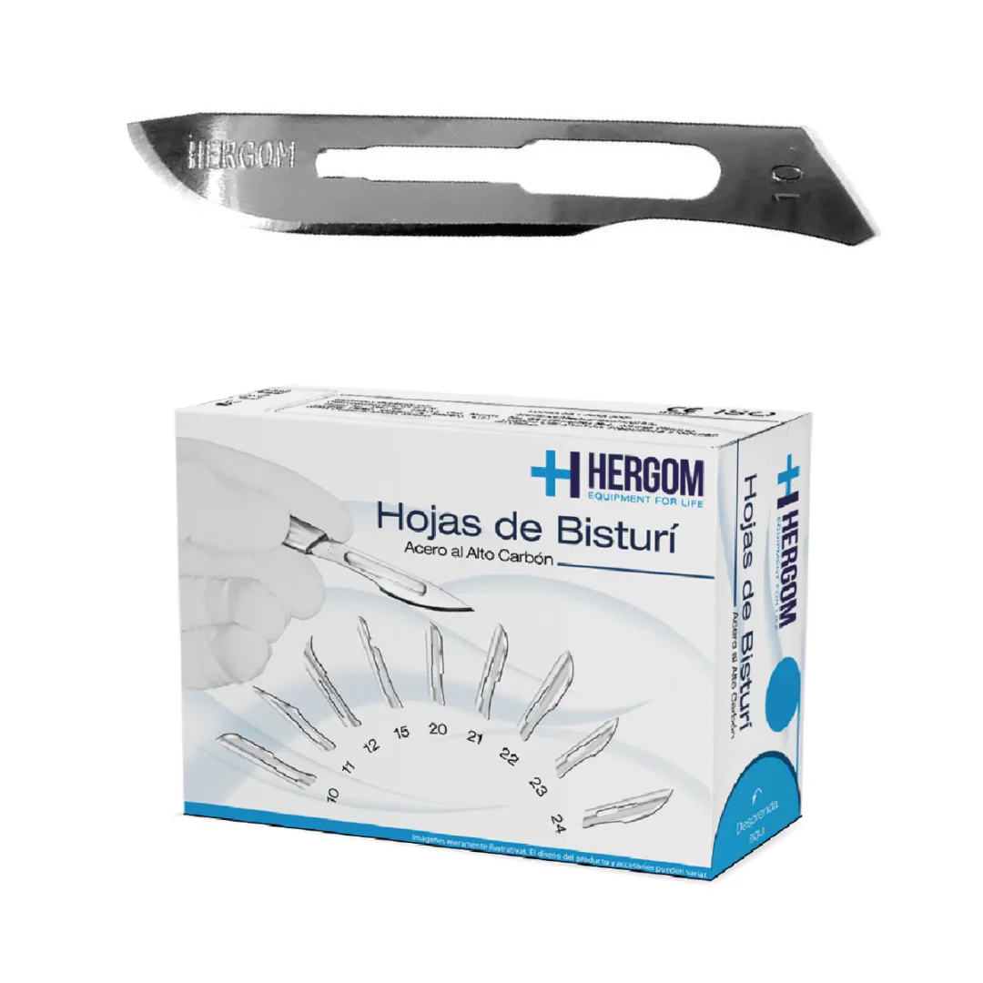 HOJA DE BISTURI ACERO ALTO CARBON CON 100 PIEZAS - HERGOM