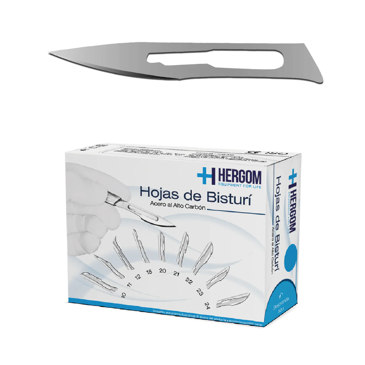 HOJA DE BISTURI ACERO ALTO CARBON CON 100 PIEZAS – HERGOM