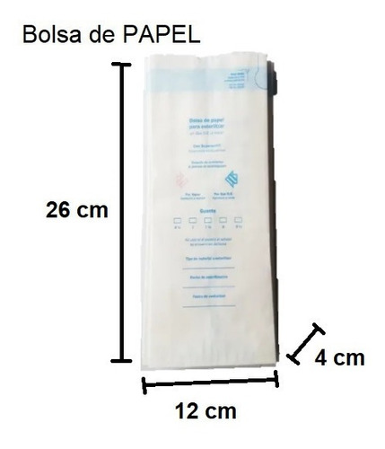 BOLSA PARA ESTERILIZAR 12 X 26 X 4 CM C/50 PZAS