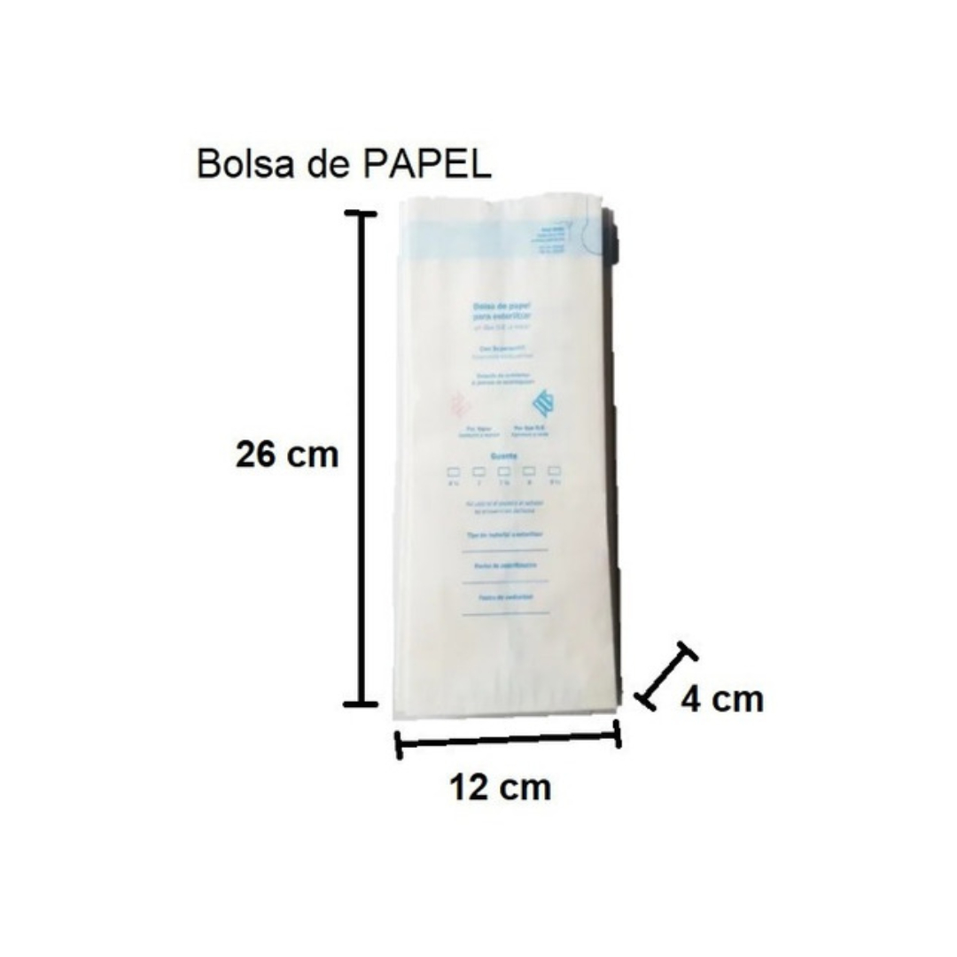 BOLSA PARA ESTERILIZAR 12 X 26 X 4 CM C/50 PZAS