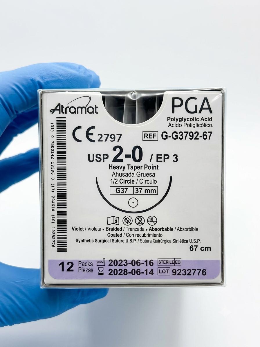 SUTURA VICRYL 2-0 AGUJA 37MM 1/2 CIRCULO 67CM AHUSADA C/12 PZAS