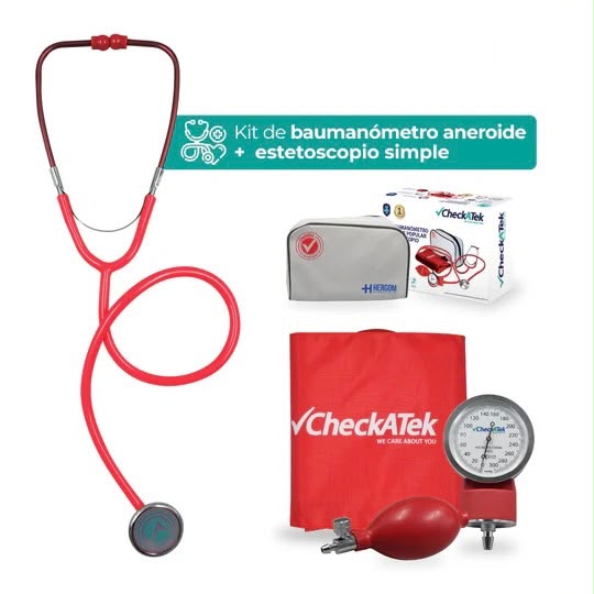 KIT DOBLE BAUMANOMETRO+ESTETOSCOPIO POPULAR ROJO B1-5D