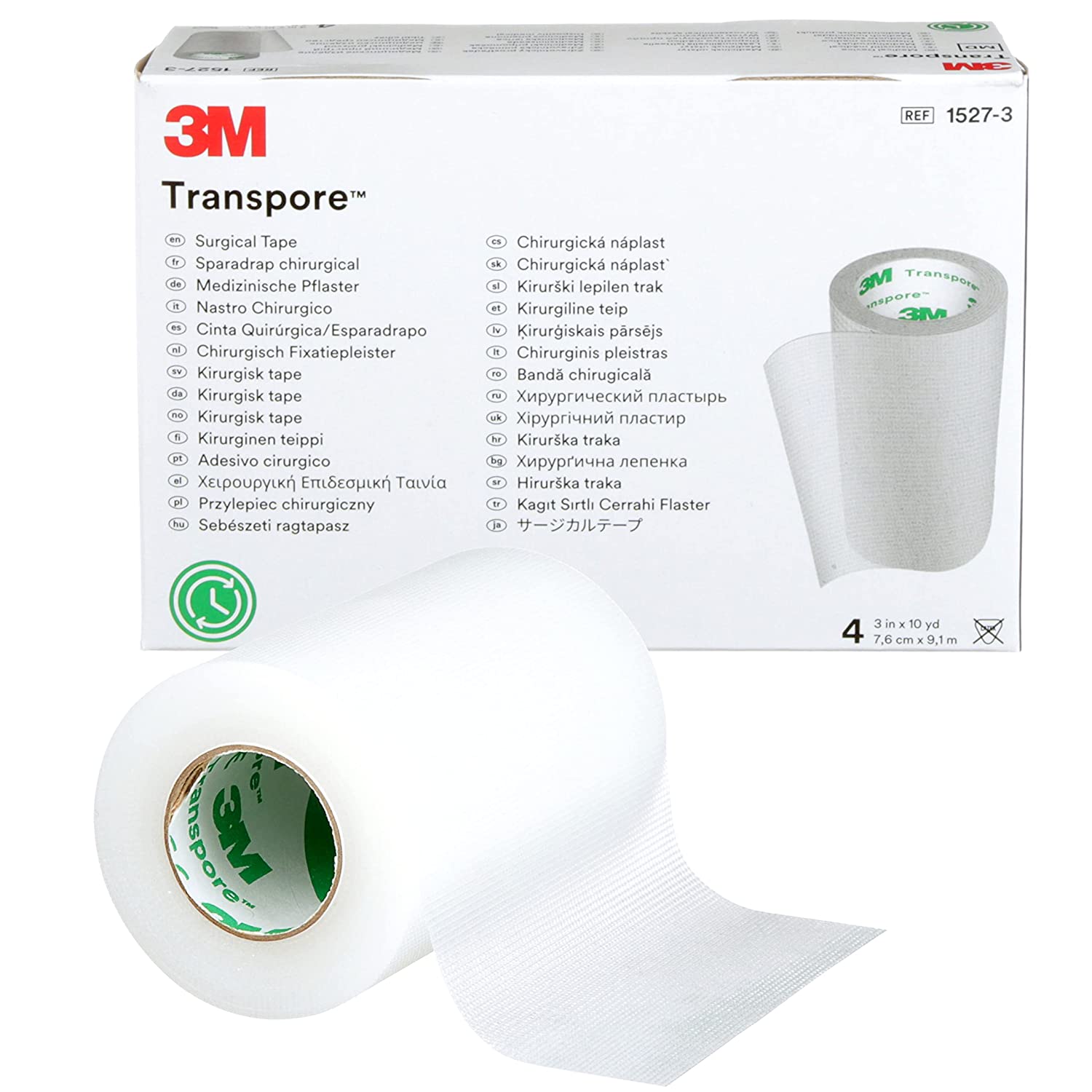 Cinta Transpore 7,6cm x 9,1m 3M caja